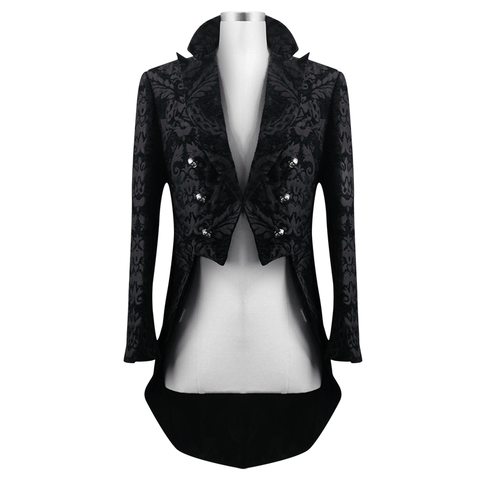 Schwarzer langer Trenchcoat für Männer im Gothic-Modestil / Cosplay-Performance-Mantel