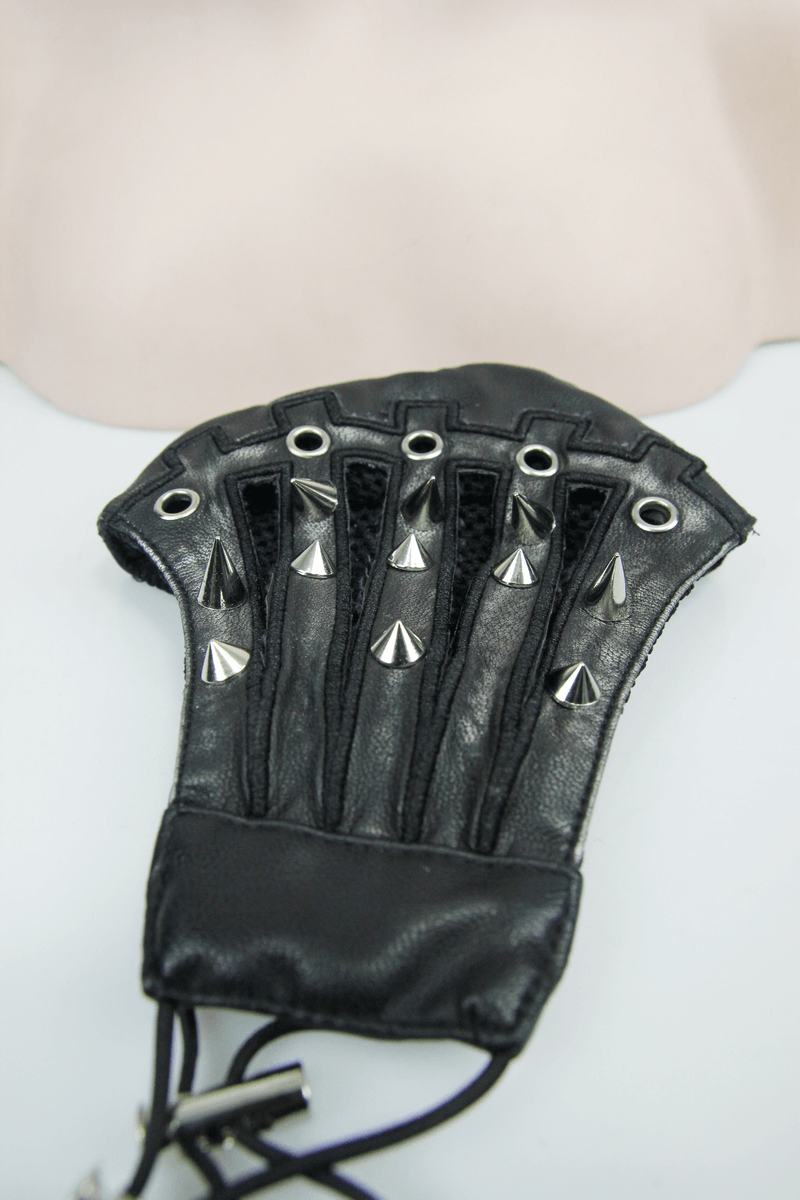 Black Mask with Spikes and Mesh in Punk Style / PU Leather Masks with Rubber Bands to Grip the Ear - HARD'N'HEAVY