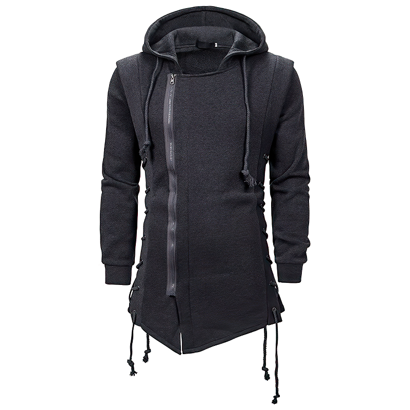 Black Medieval Gothic Coat For Men / Unique Warrior Assassin Male Apparel - HARD'N'HEAVY