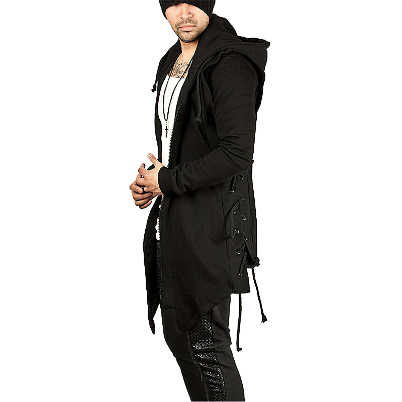 Black Medieval Gothic Coat For Men / Unique Warrior Assassin Male Apparel - HARD'N'HEAVY