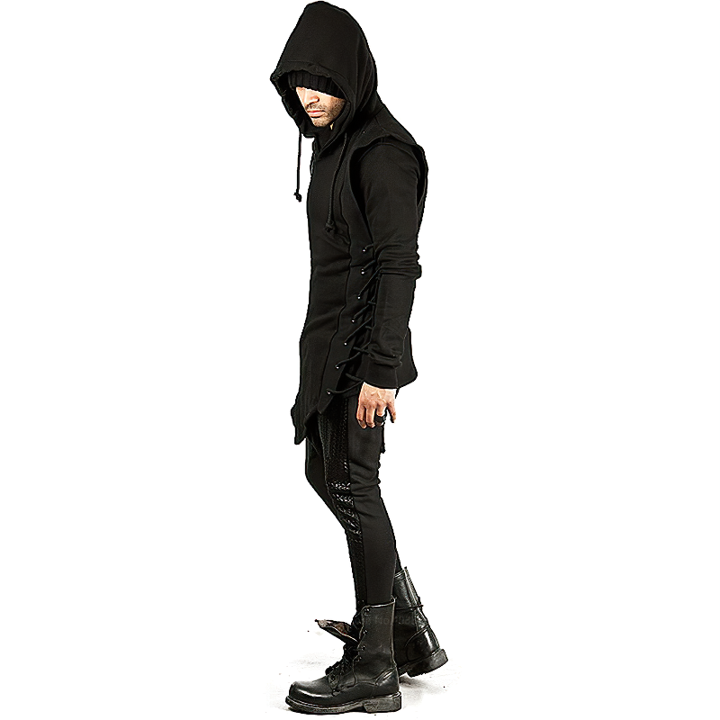 Black Medieval Gothic Coat For Men / Unique Warrior Assassin Male Apparel - HARD'N'HEAVY