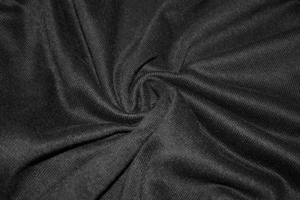 Close-up of soft black fabric showcasing the texture, perfect for a stylish punk gothic sweatshirt.