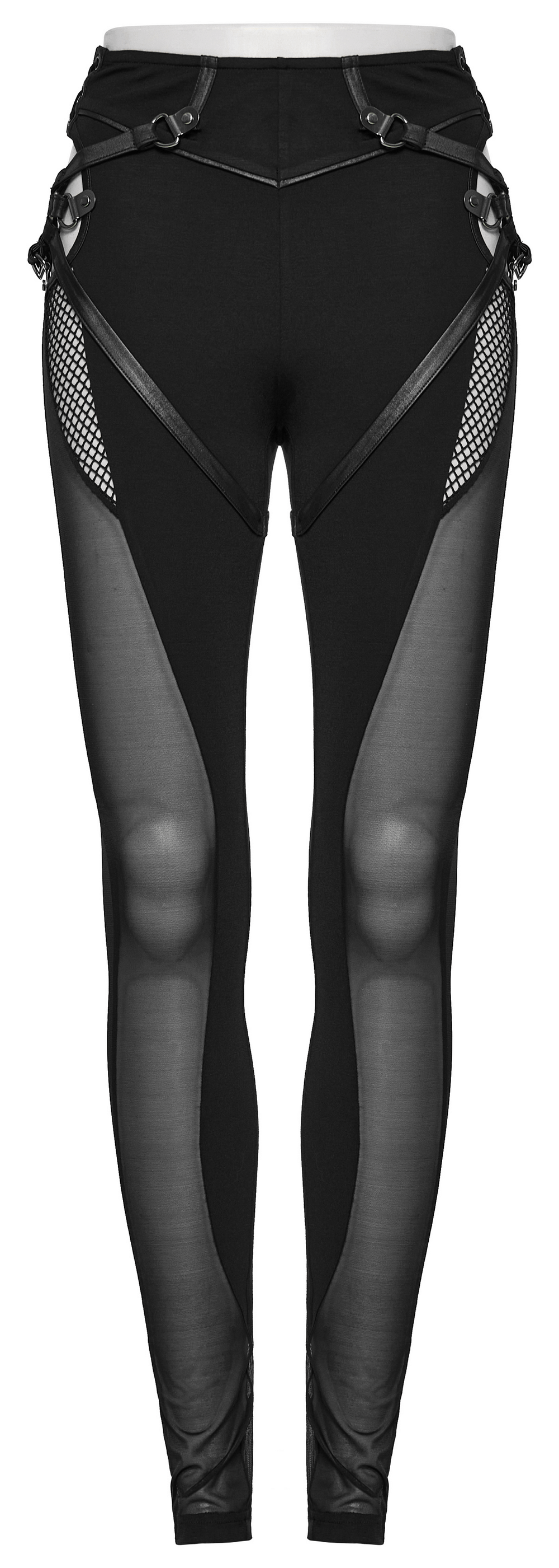Black Mesh Inlay Gothic Style Skinny Pants-Leggins