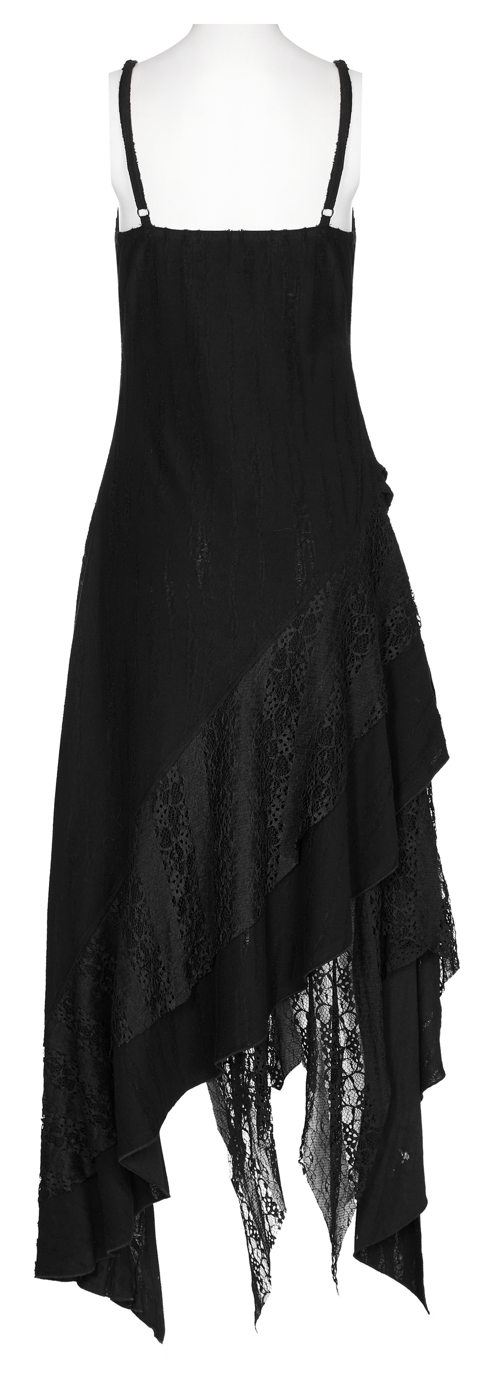 Black Mesh Lace Asymmetrical Pointed Gothic Dress