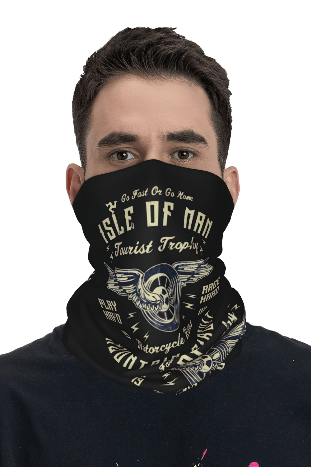Schwarzer Motorrad-Print Halswärmer und Gesichtsschutz