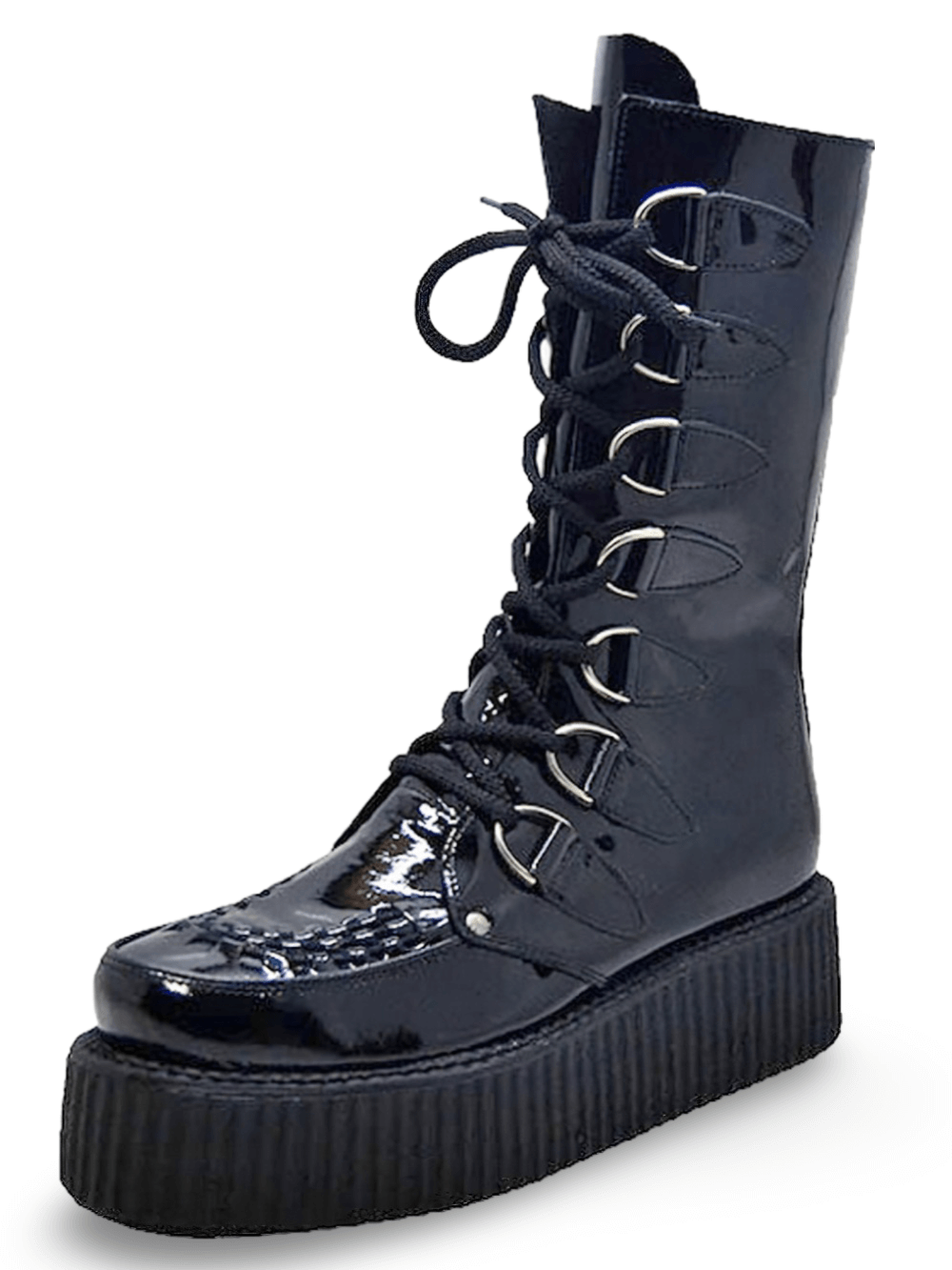 Black Patent Leather Double Sole Boot Creepers