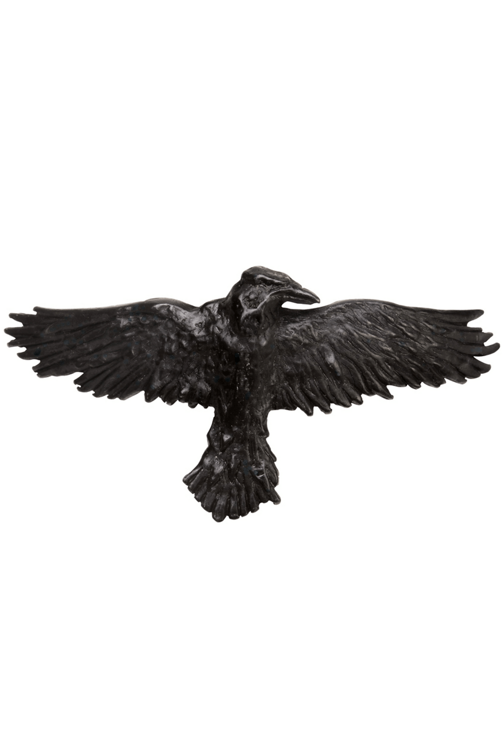 Gothic black pewter raven hair clip with detailed wings, perfect for alternative fashion and edgy styles.