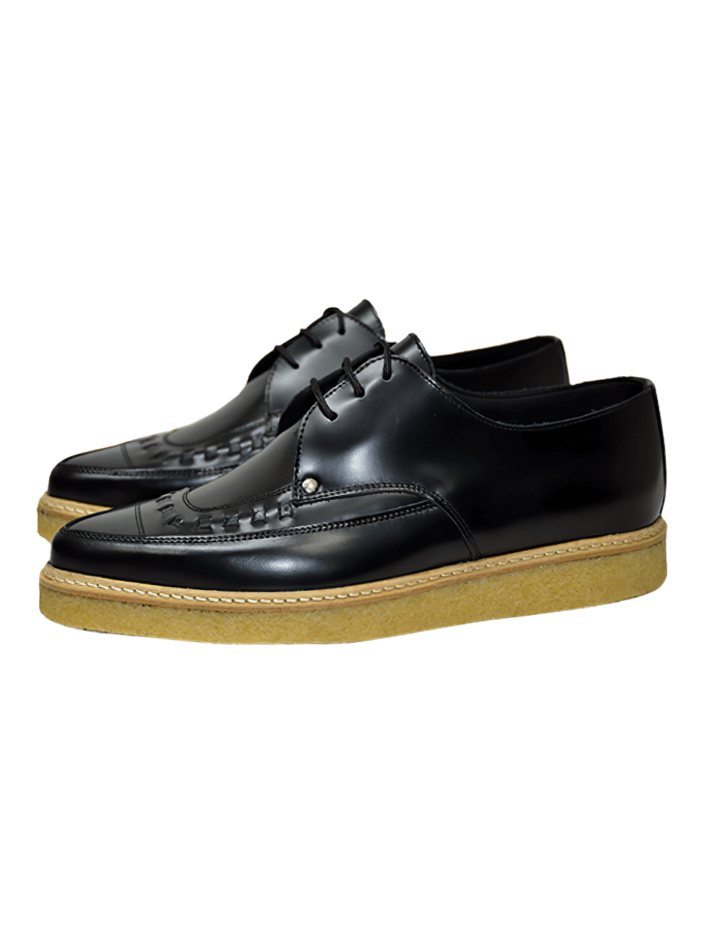 Black Pointed Creeper Shoes with Real Crepe Sole