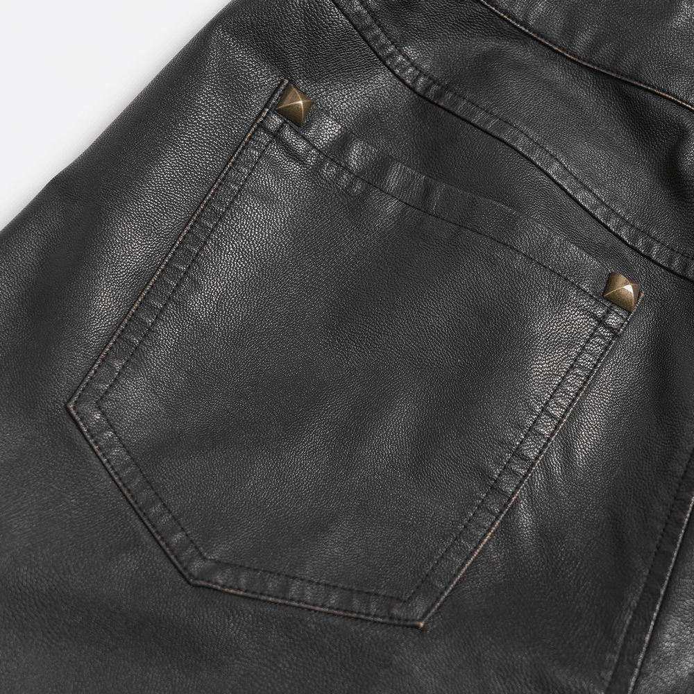 Black Punk Faux Leather Zip-Off Cargo Pants with Studs