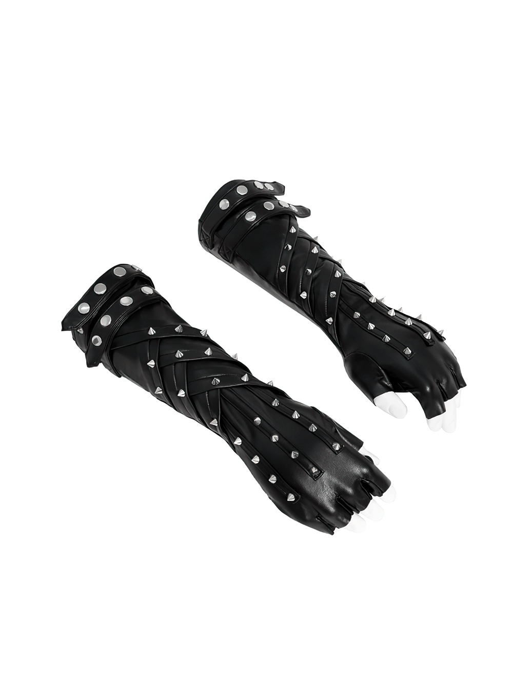 Black Punk Fingerless Gloves with Metal Studs