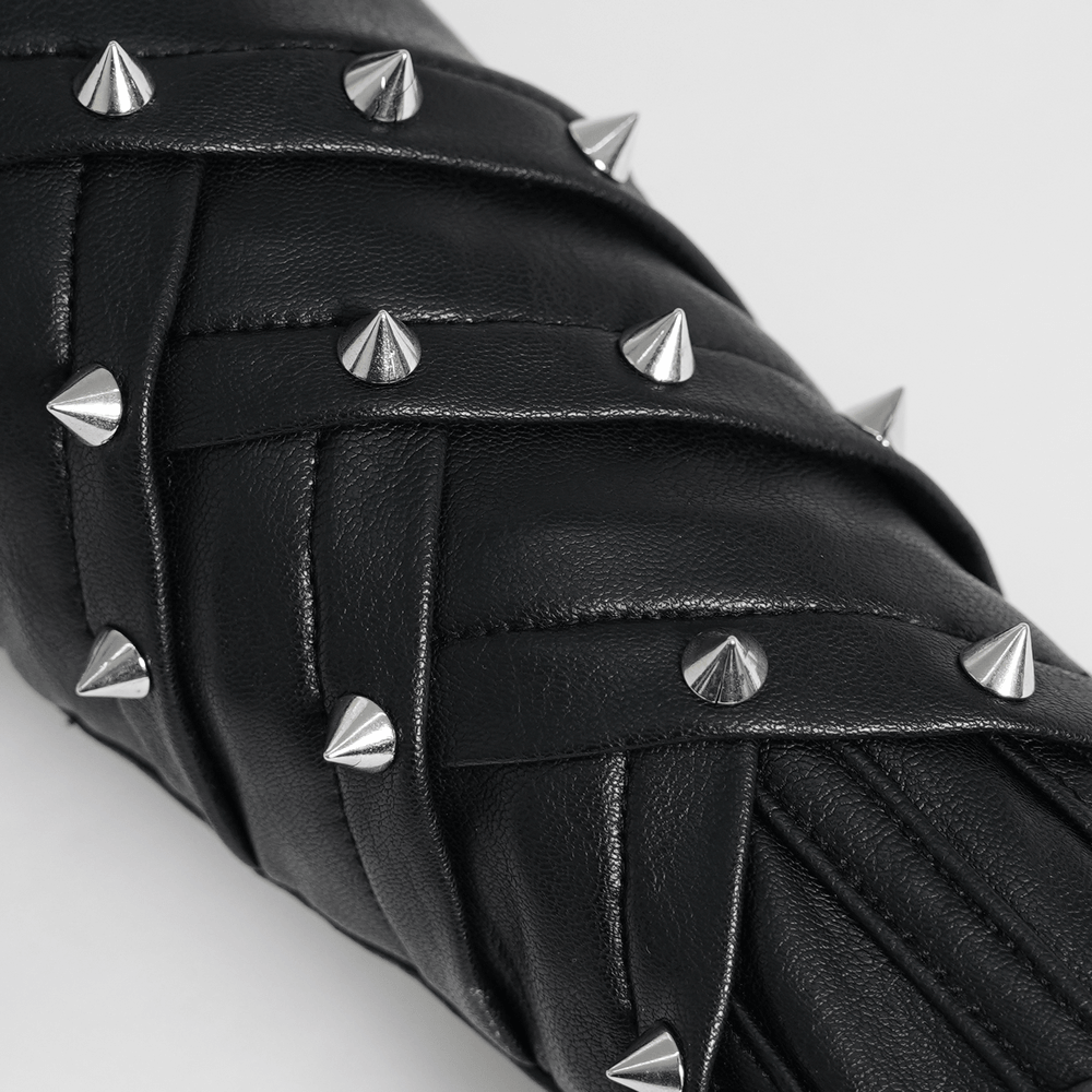 Black Punk Fingerless Gloves with Metal Studs