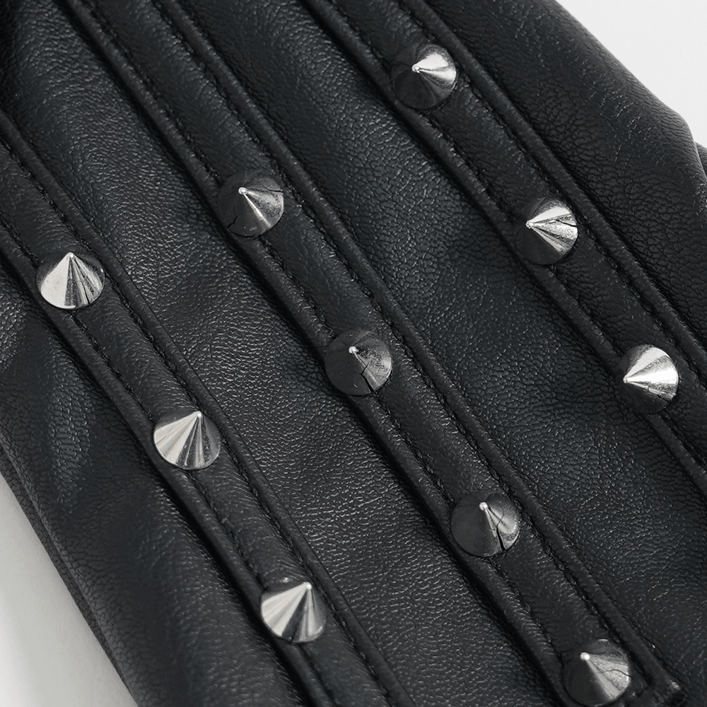 Black Punk Fingerless Gloves with Metal Studs