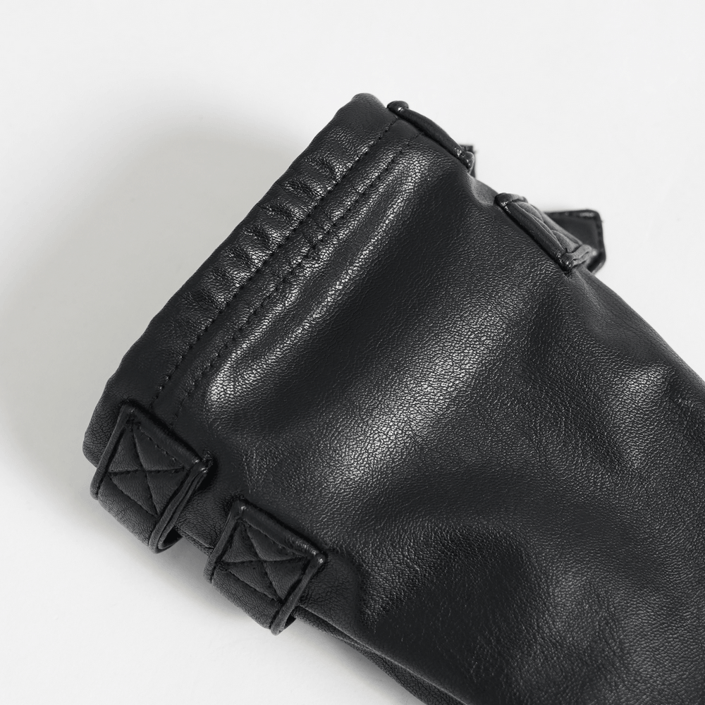 Black Punk Fingerless Gloves with Metal Studs