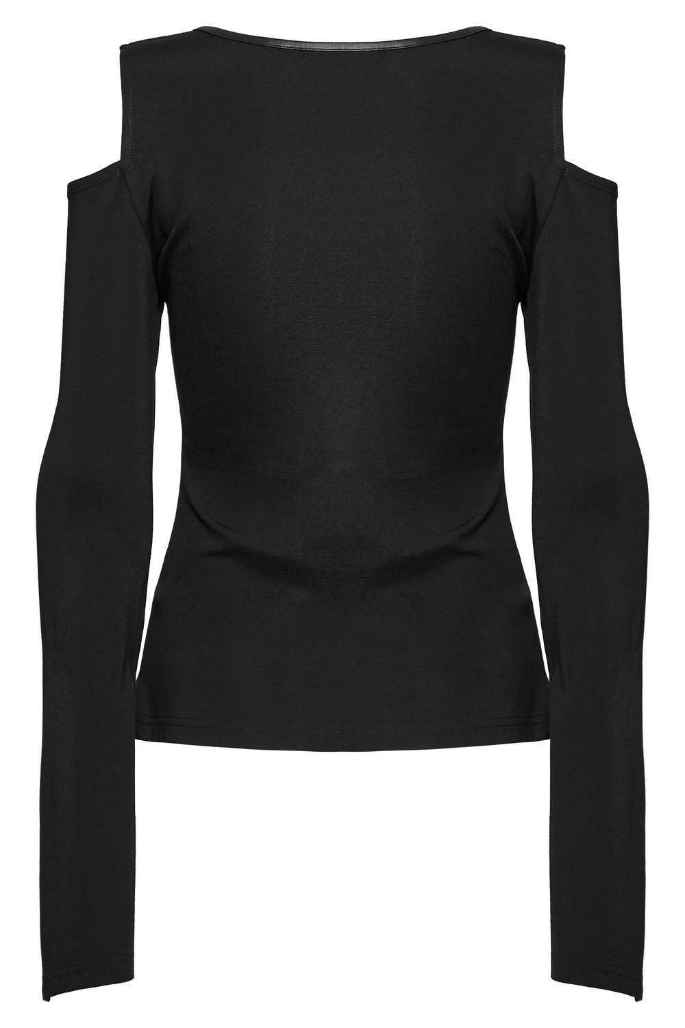 Black Punk Knit Top with Drawstring and Cut-Out Details