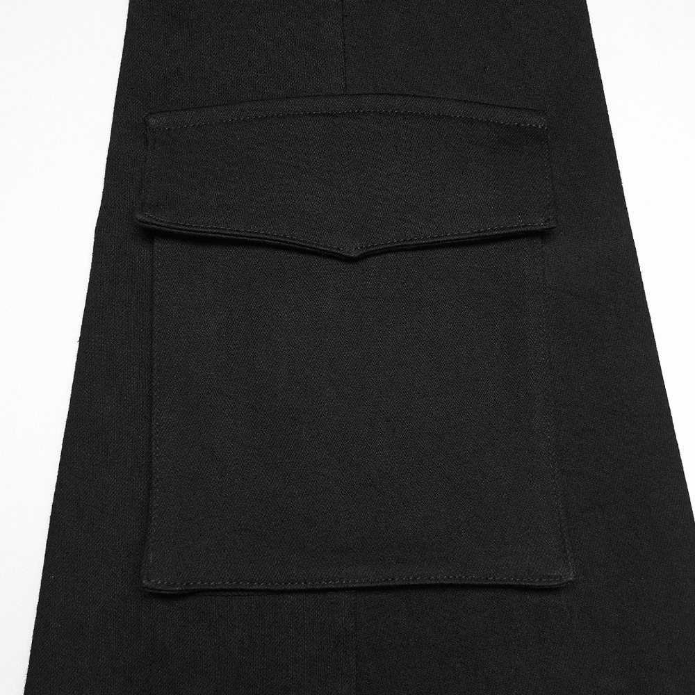 Detail shot of the pocket on Black Punk Lace Up Shorts and Detachable Flared Pants.