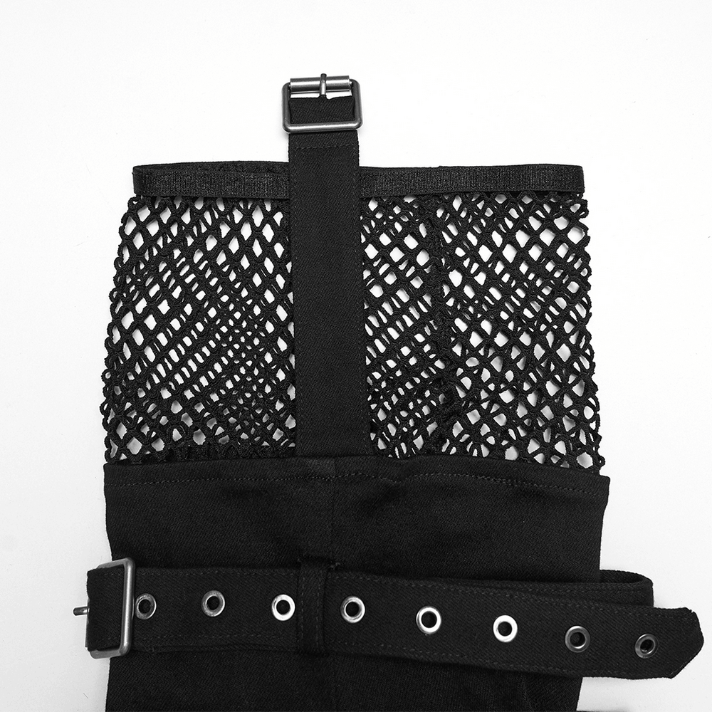 Black Punk Lace Up Shorts and Detachable Flared Pants close-up showing unique lace details and buckle.