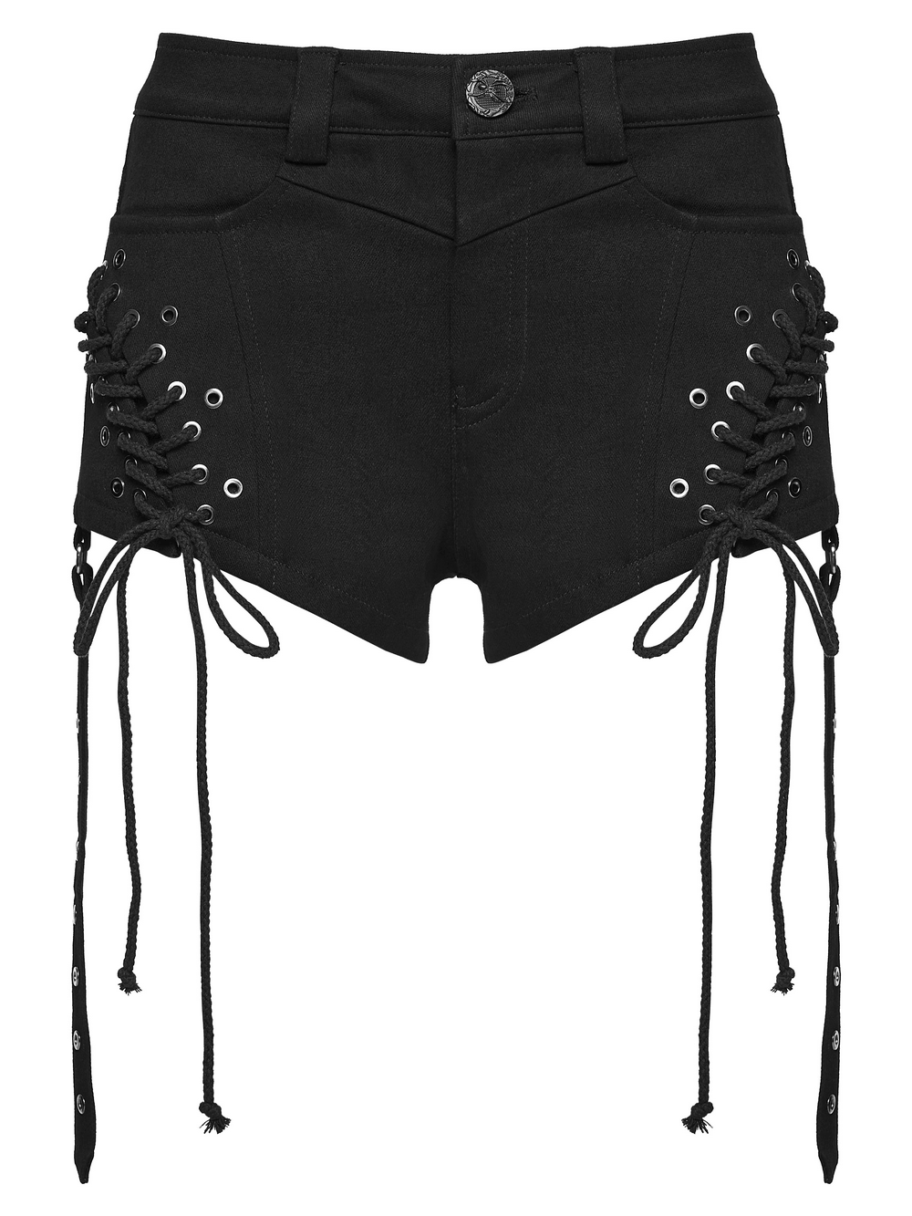 Black Punk Lace Up Shorts and Detachable Flared Pants showcasing trendy lace-up design and stylish shorts.