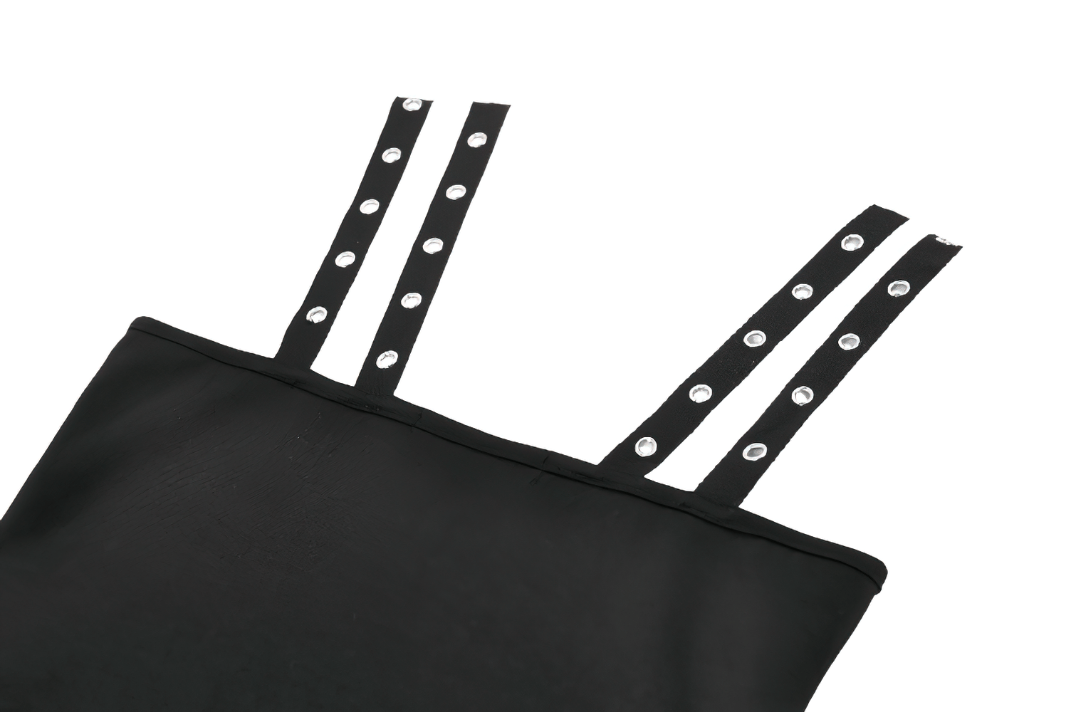 Black Punk Lace-Up Top with Studded Straps and Zipper showing studded straps and lace-up design.