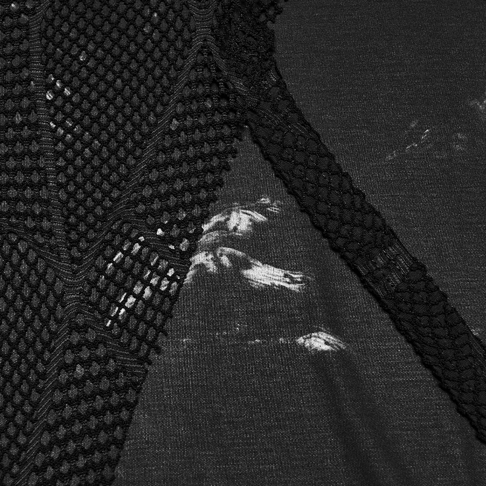 Black Punk Mesh Hooded Sleeveless Top With Studs