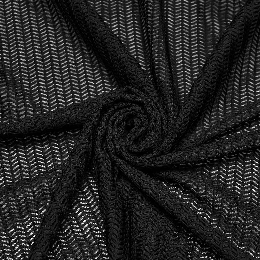 Camiseta Negra de Malla Punk con Paneles Laterales de Cordones
