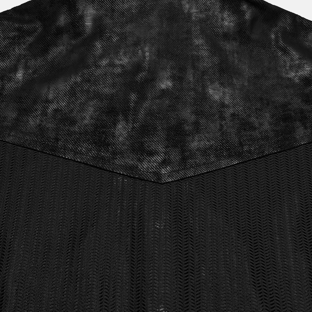 Camiseta Negra de Malla Punk con Paneles Laterales de Cordones