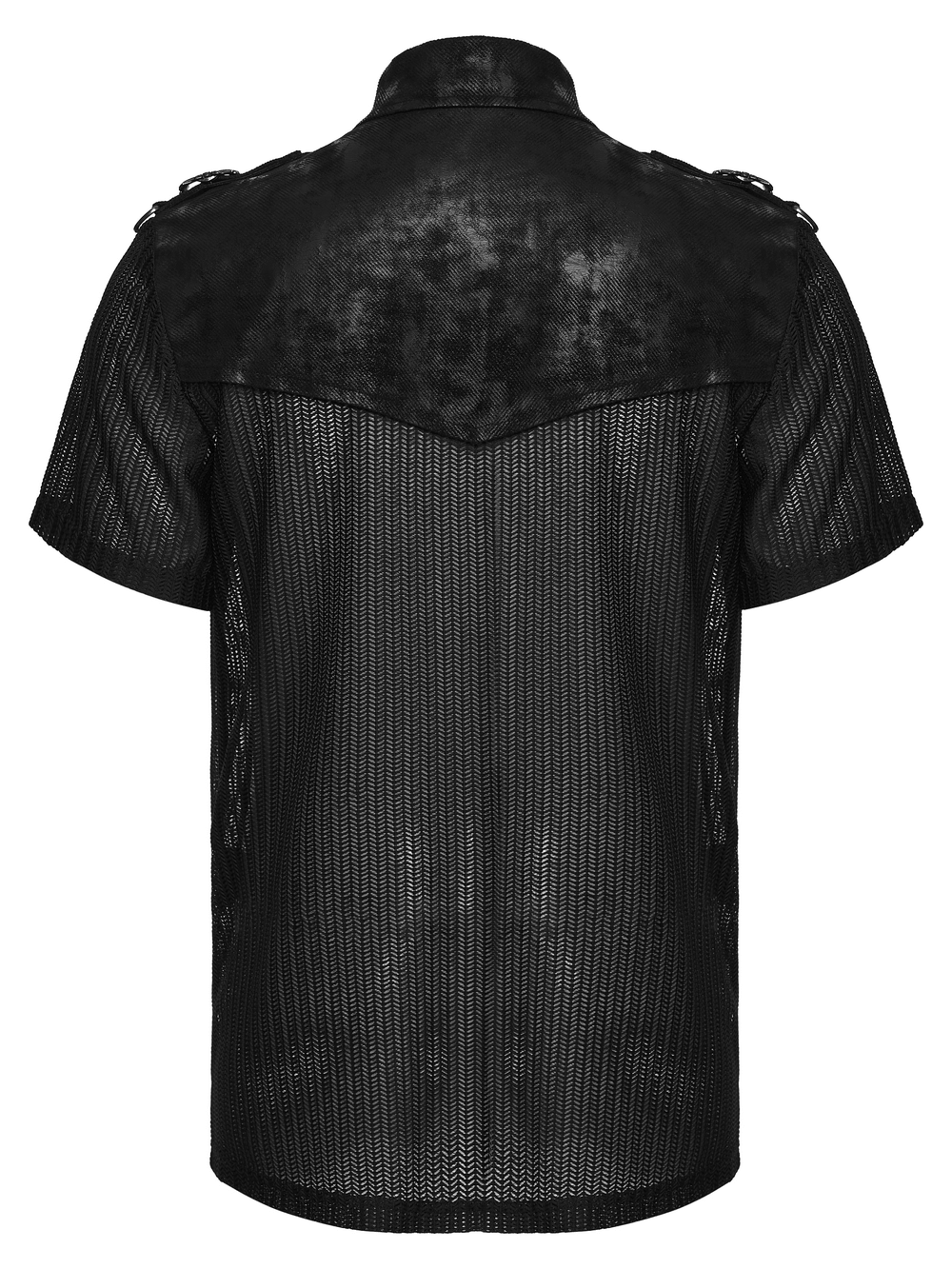 Camiseta Negra de Malla Punk con Paneles Laterales de Cordones