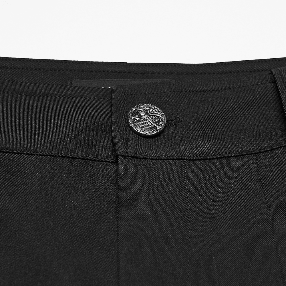 Black Punk Pleated Cargo Skirt-Pants with Buckles