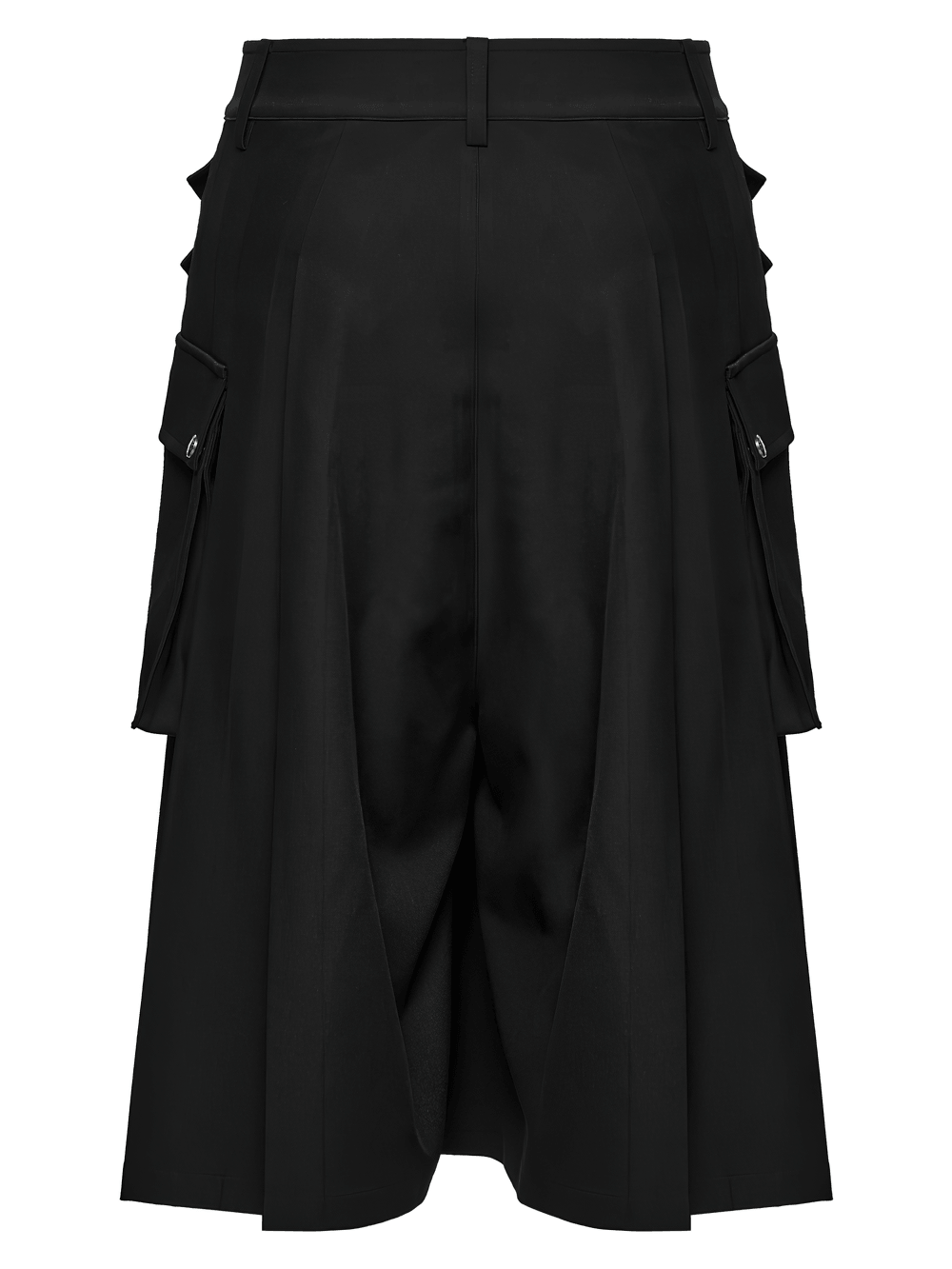 Black Punk Pleated Cargo Skirt-Pants with Buckles