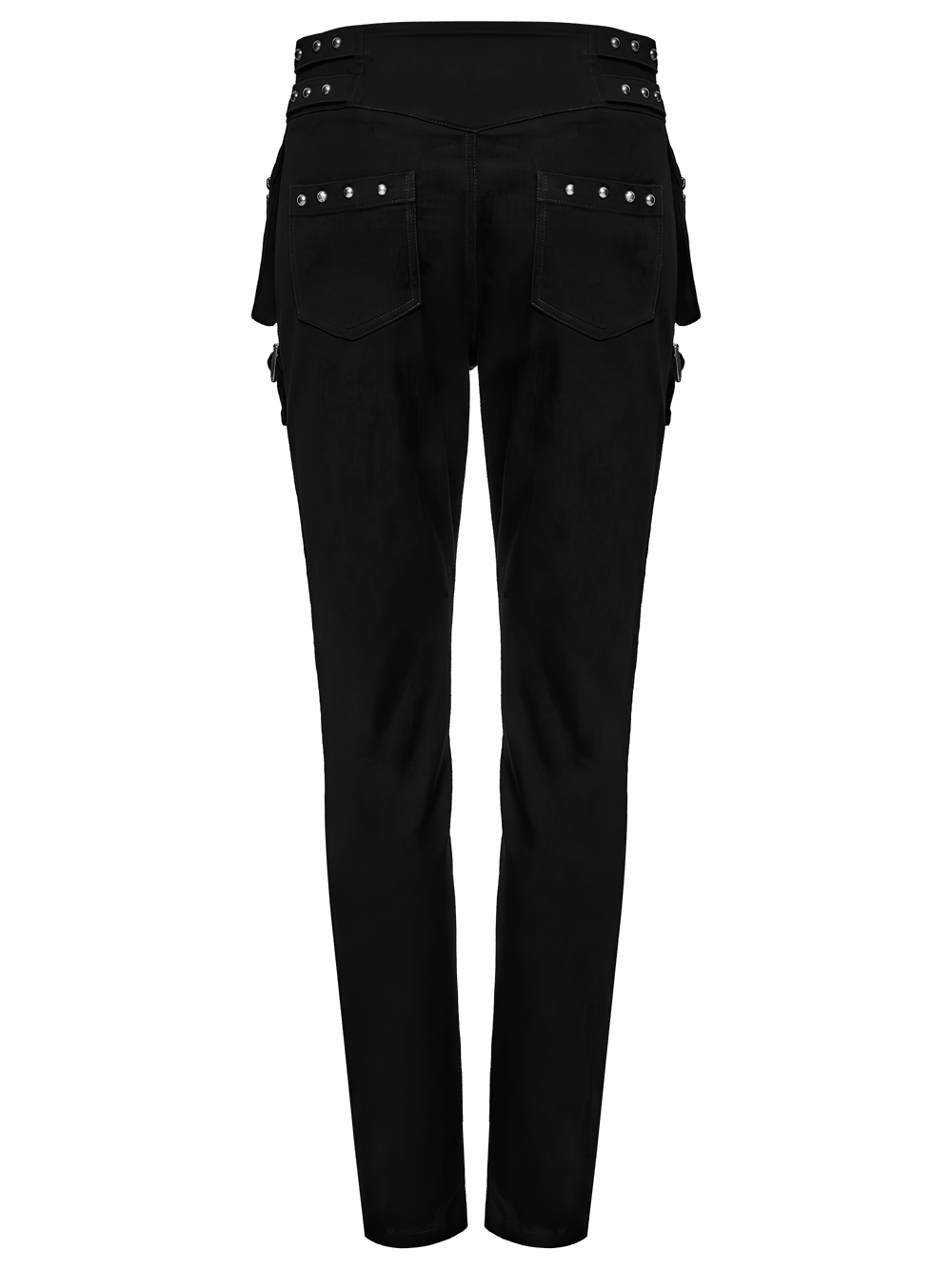 Pantalones Slim Negros Punk con Bolsillos Cargo Tachonados