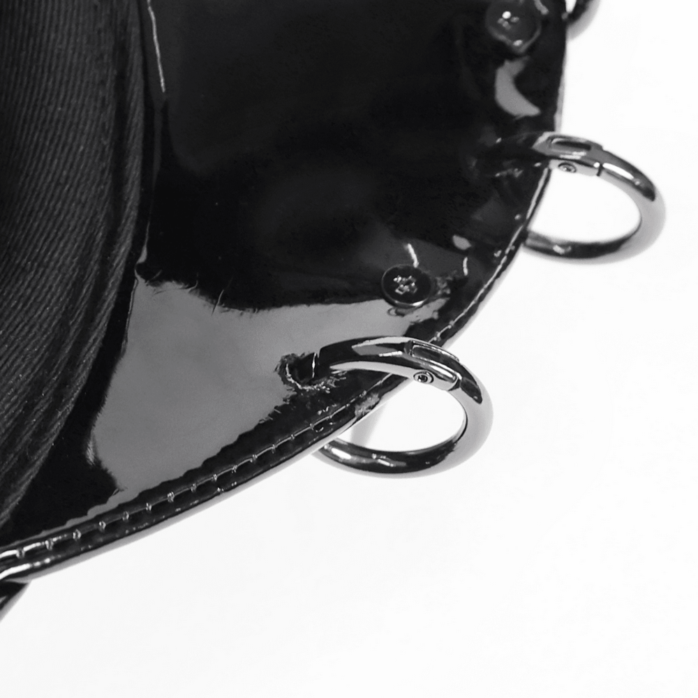 Béret Punk Noir à Pointes avec Chaîne et Anneaux
