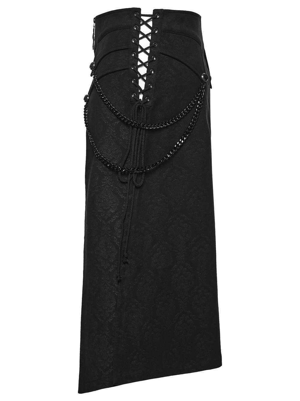 Jupe Noire Punk de Rue avec Chaînes et Panneaux