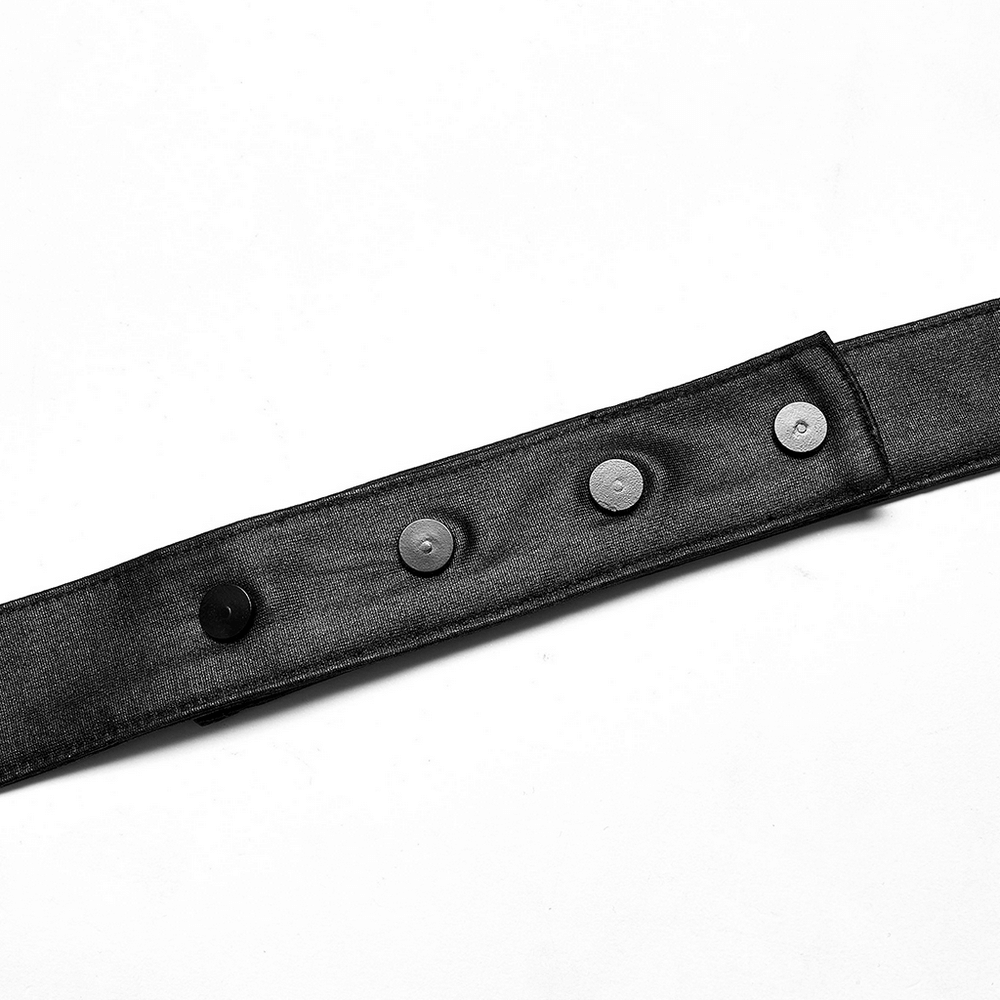 Black elastic waist strap with metal buttons for punk style crop top, offering adjustable fit and edgy aesthetic.