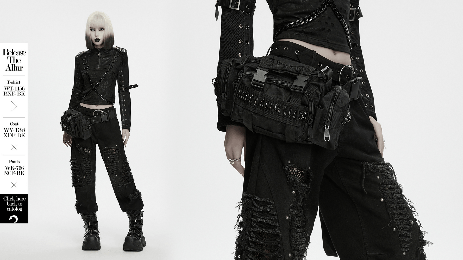 Schwarze Punk-Taktische Gürteltasche mit mehreren Taschen