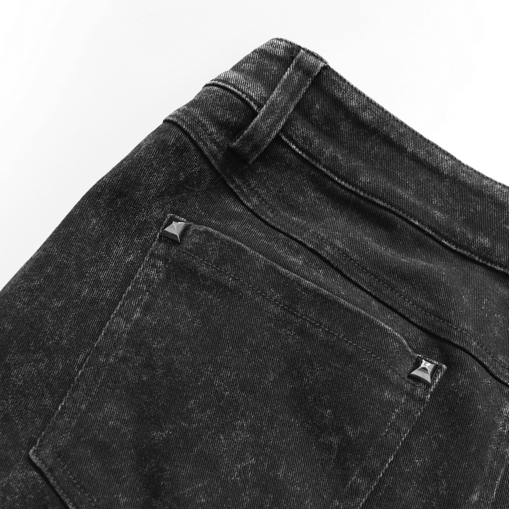 Black Punk Zip-Off Pants with Studded Grommets