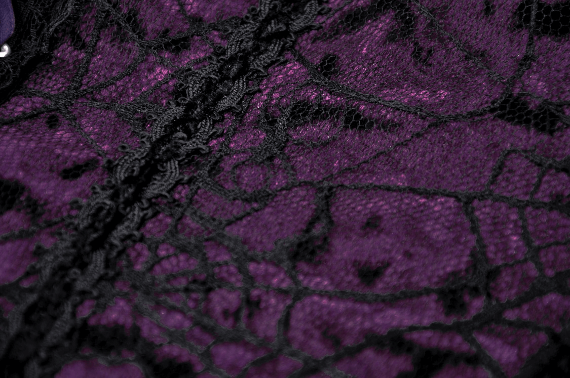 Black Purple Lace-Up Gothic Mini Dress - Dark Lolita