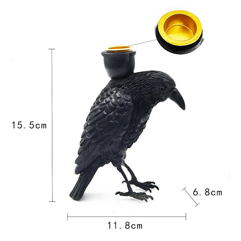 Black Raven Candle Holder for Gothic Table Decor