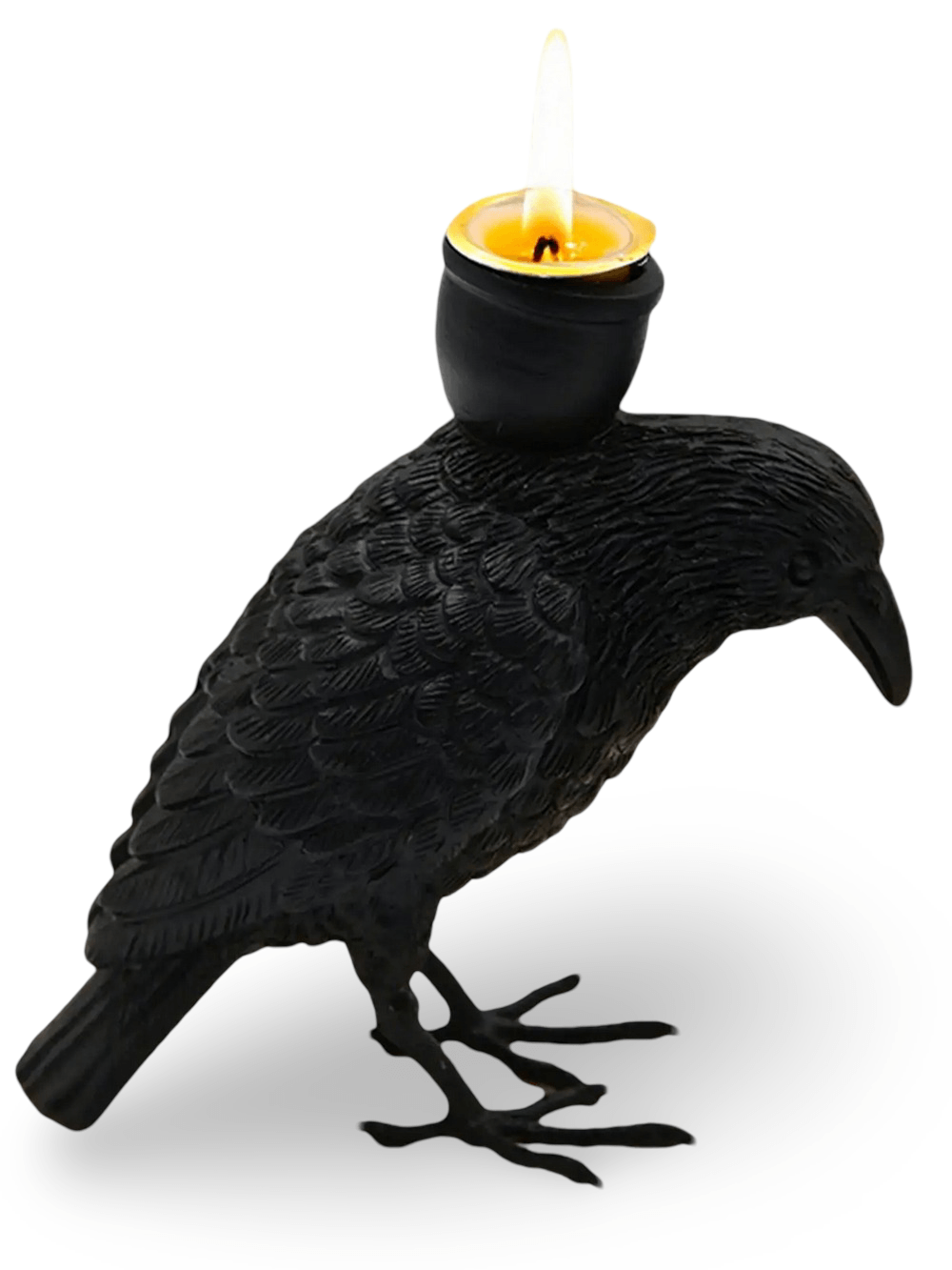 Black Raven Candle Holder for Gothic Table Decor