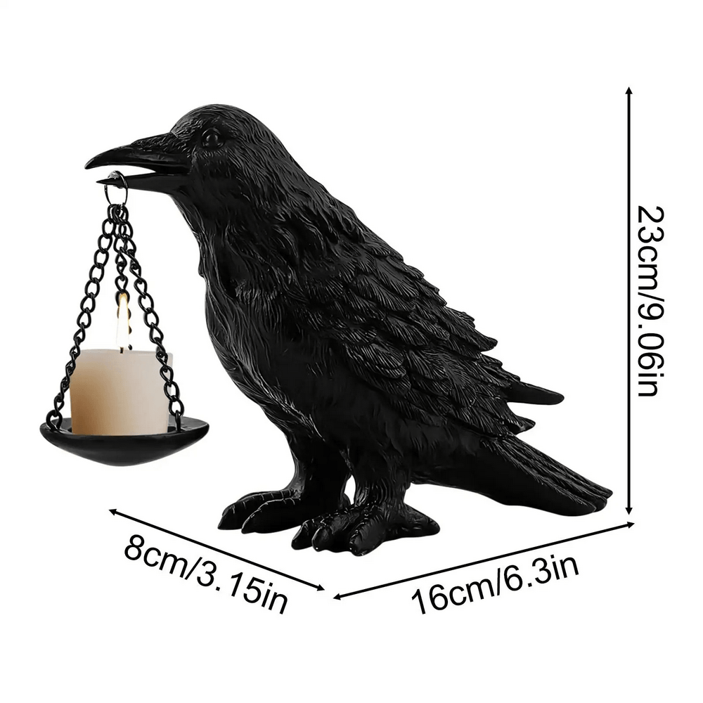 Black Raven Tea Light Holder for Gothic Decor