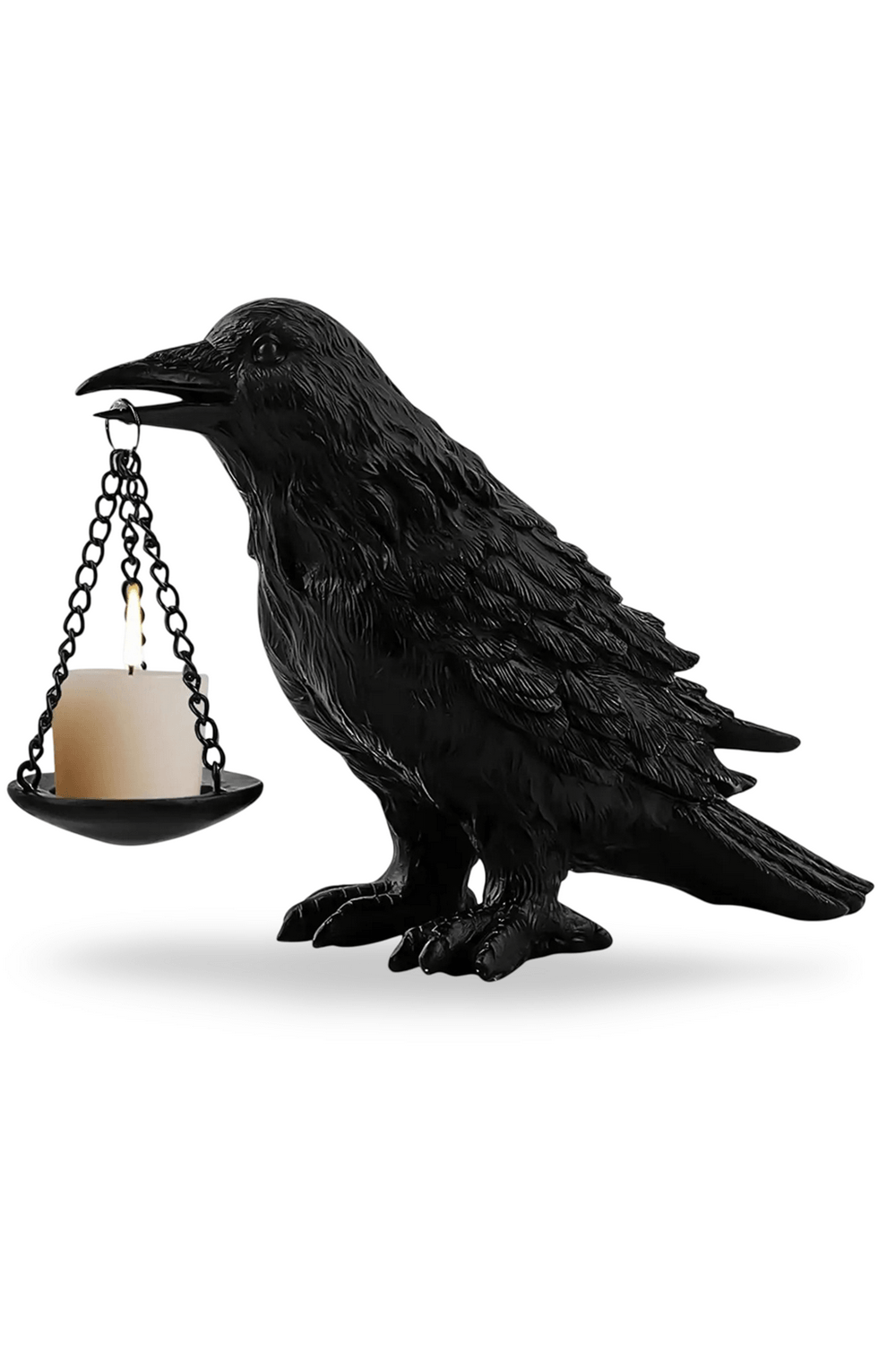Black Raven Tea Light Holder for Gothic Decor