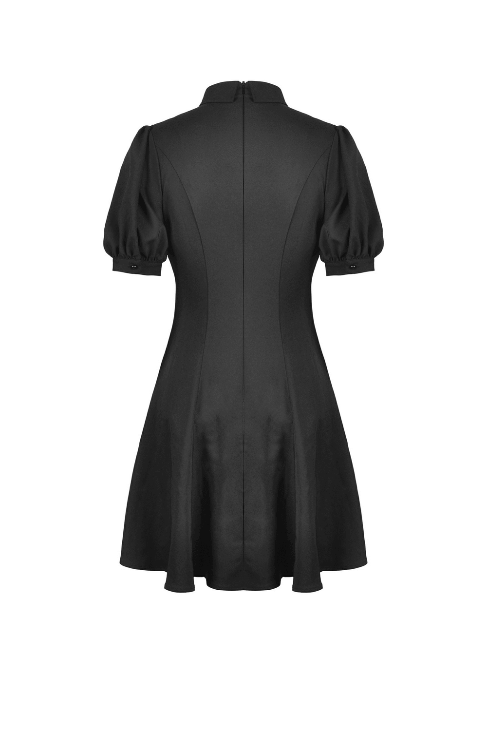 Black Rebel Goth Lace-Up Dress With Metal Star Accents