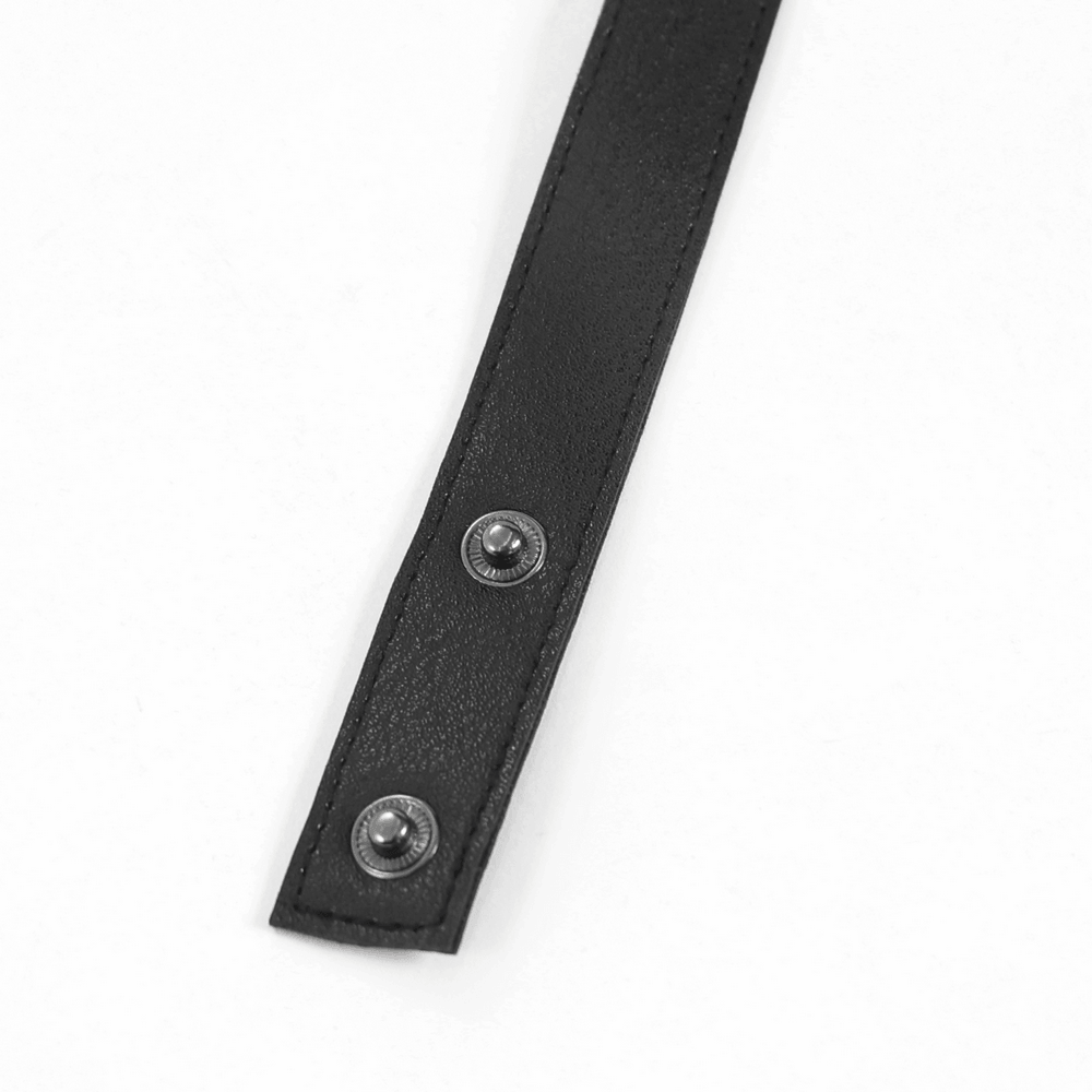 Black Rivet Gothic Choker Body Harness Neckwear strap detail with snaps for adjustable fit.