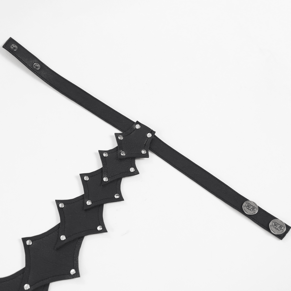 Black Rivet Gothic Choker Body Harness Neckwear featuring leather design and metallic studs.