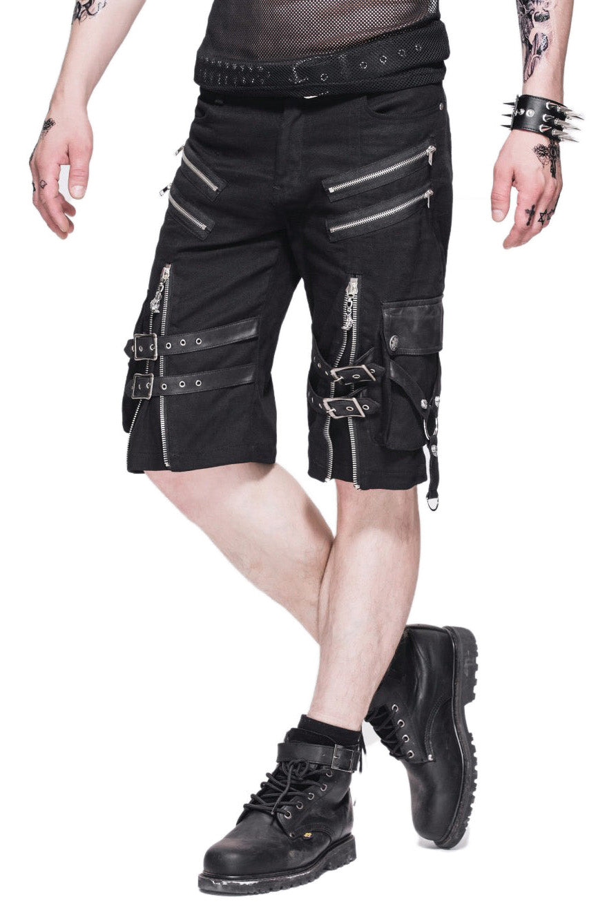 Black Rock Style Shorts / Men's Alternative Fashion Gothic Outfits / Punk Clothes - HARD'N'HEAVY