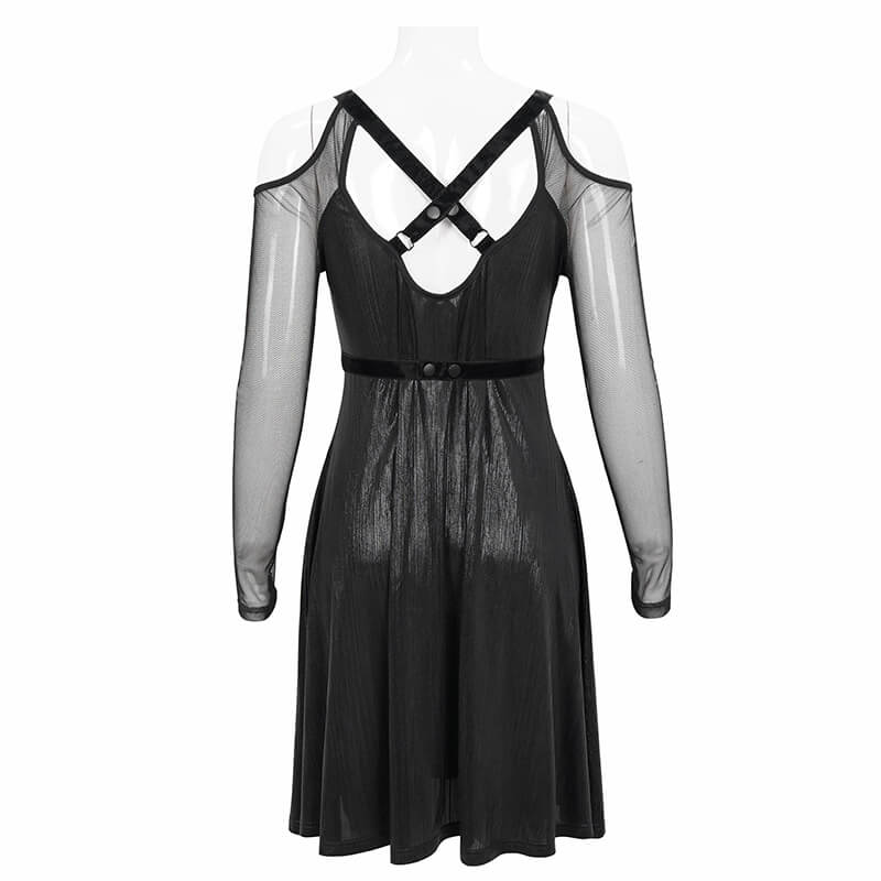 Black Sexy Off-The-Shoulder Long Sleeve Dress with Pentagram / Gothic Style Women's Clothing - HARD'N'HEAVY