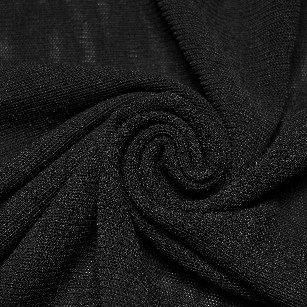 Black sheer mesh fabric showcasing the texture perfect for a Black Sheer Mesh Punk T-shirt with Shoulder Panels.