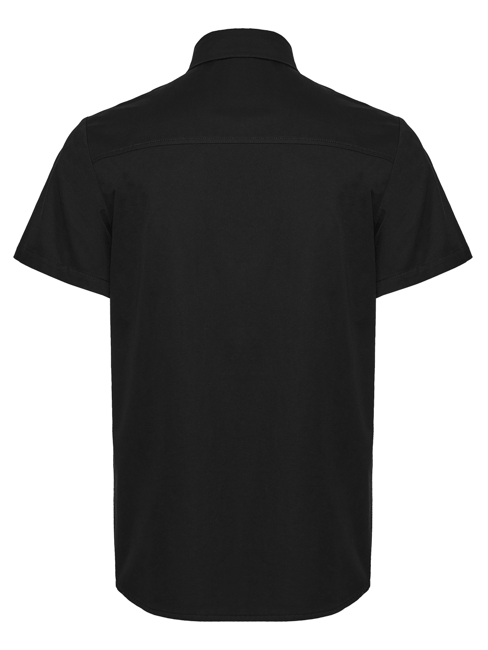 Black Short Sleeved Shirt with Frog Buttons in Punk Style
