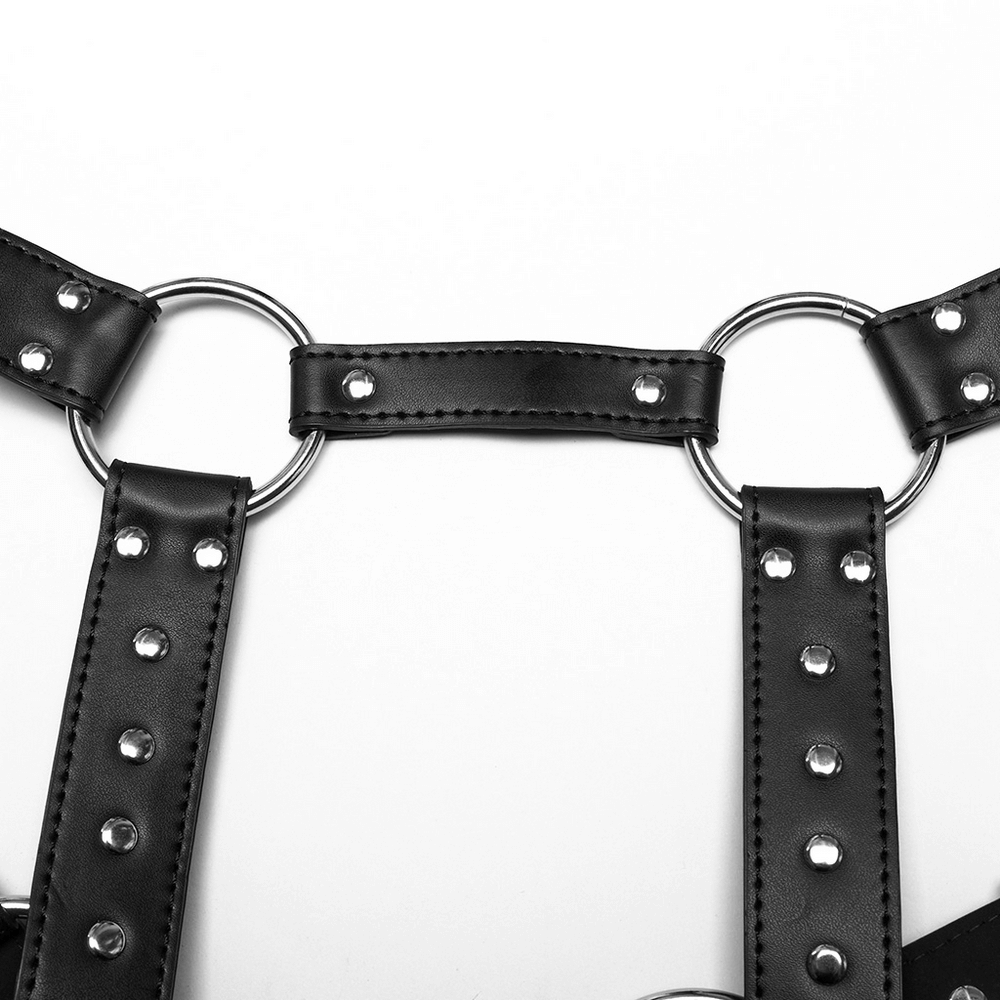 Black Single Shoulder Harness with Spikes and Studs