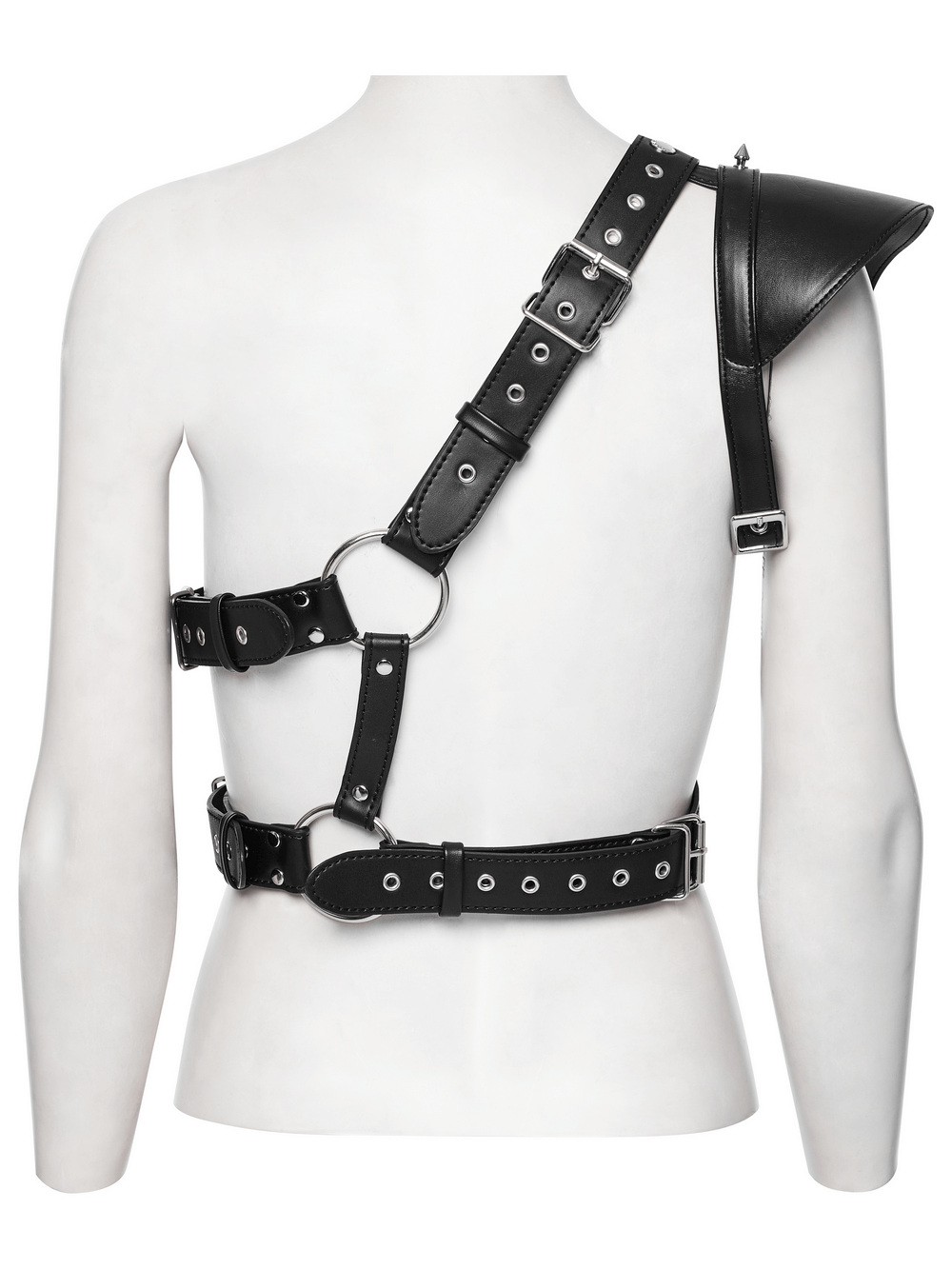 Black Single Shoulder Harness with Spikes and Studs