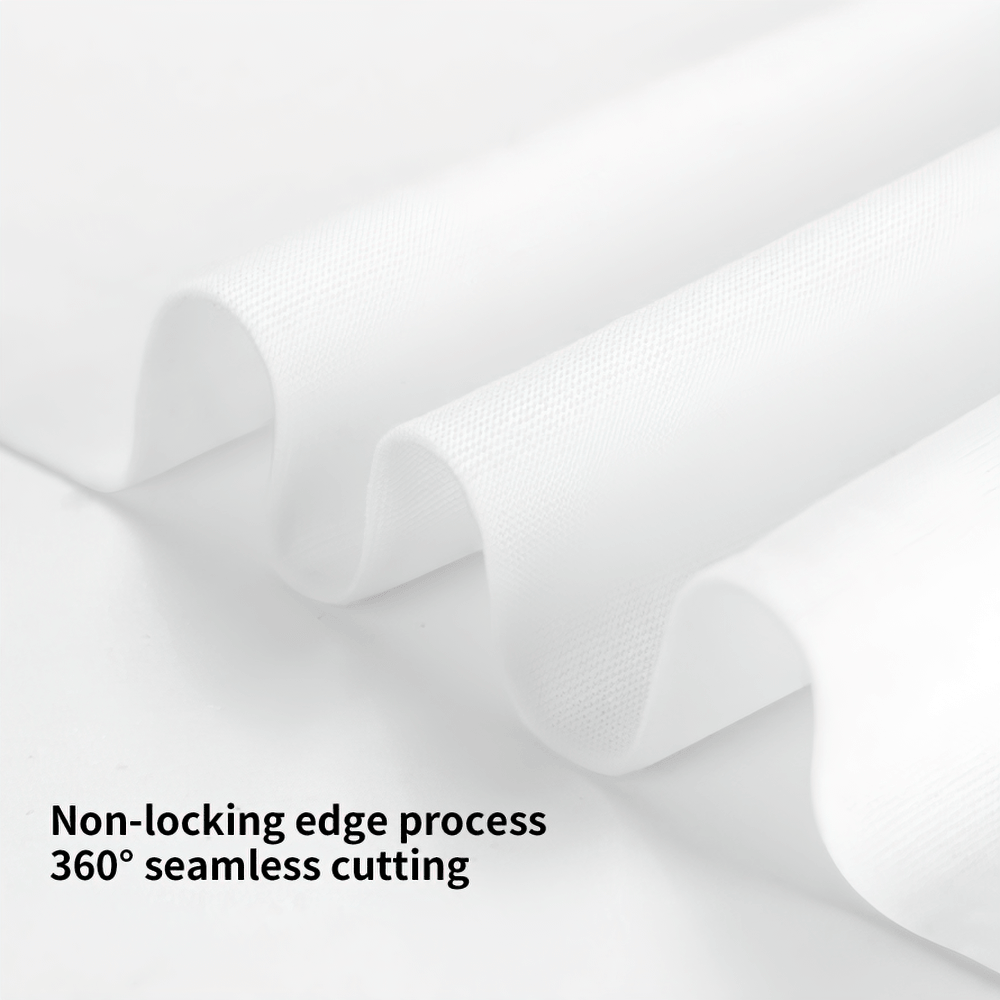 Non-locking edge process and 360° seamless cutting for high-quality white fabric.