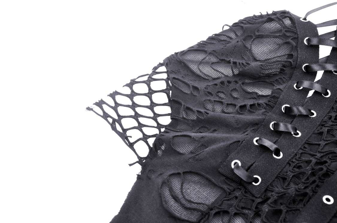 Black Sleeveless Lace Up Asymmetric Turtleneck Top